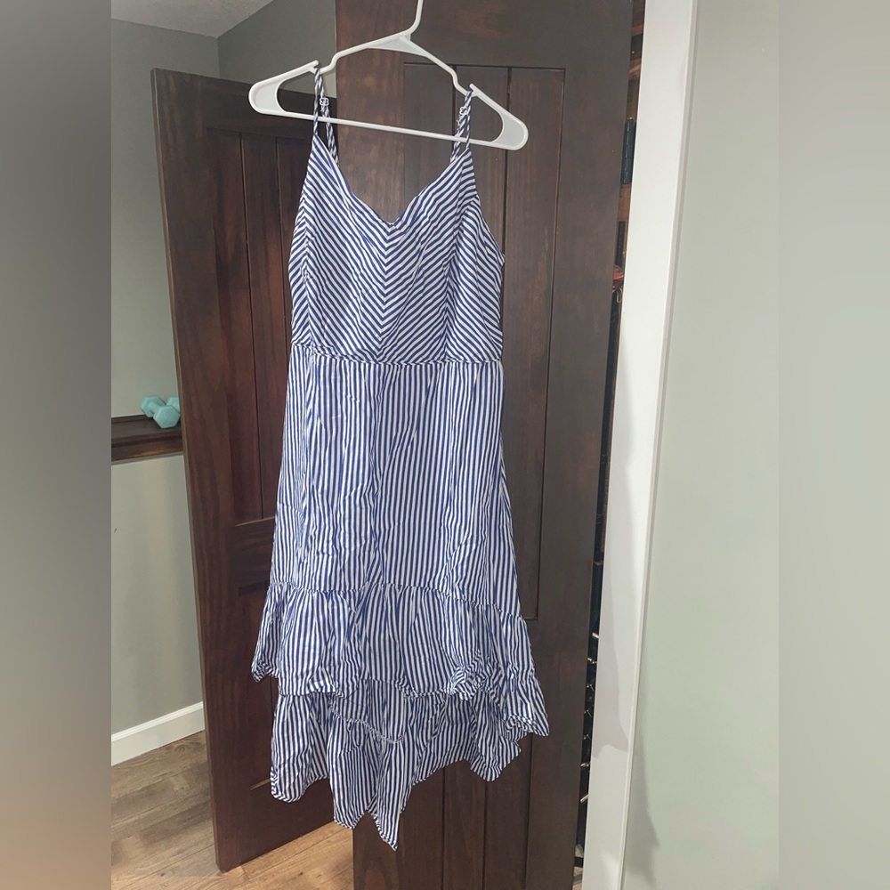 City Chic size L (20) blue and white striped Hi- low corset dress